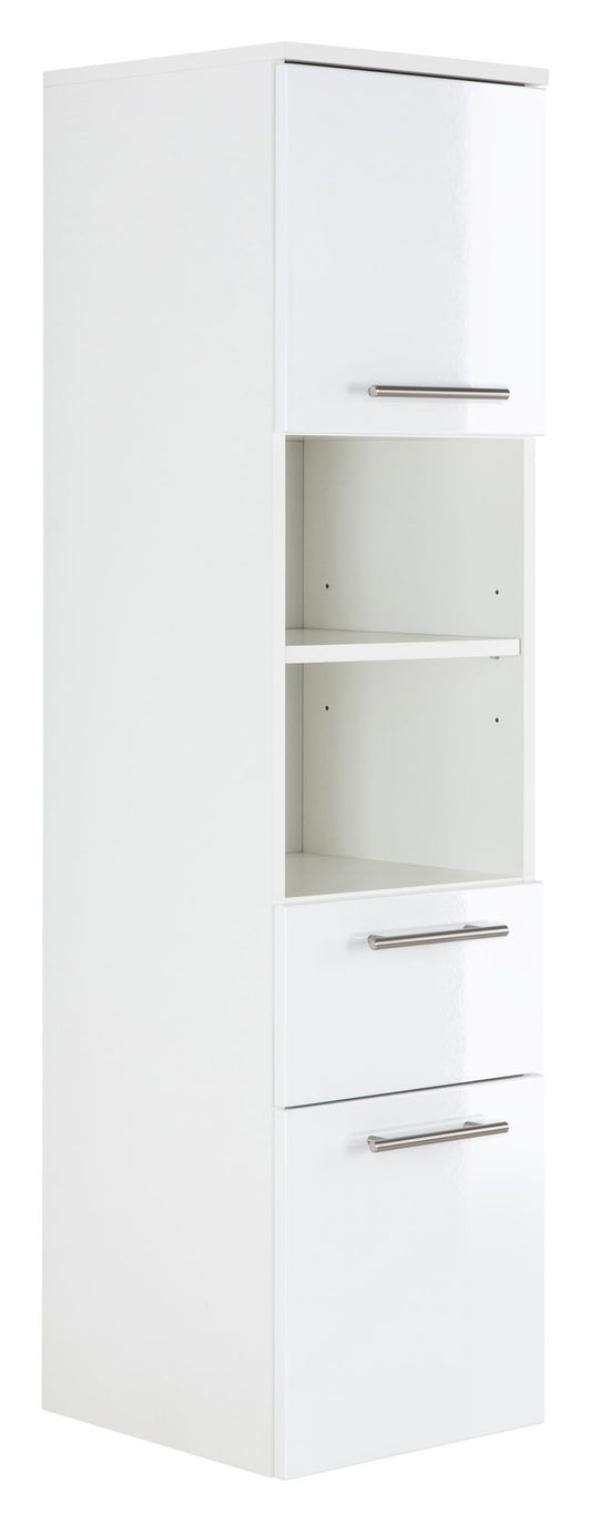 Hochschrank Basic 135, Farben: weiß/weiß hochglanz, weiß/schwarz seidenglanz,weiß/anthrazit seidenglanz, weiß/eiche hell, weiß/beton