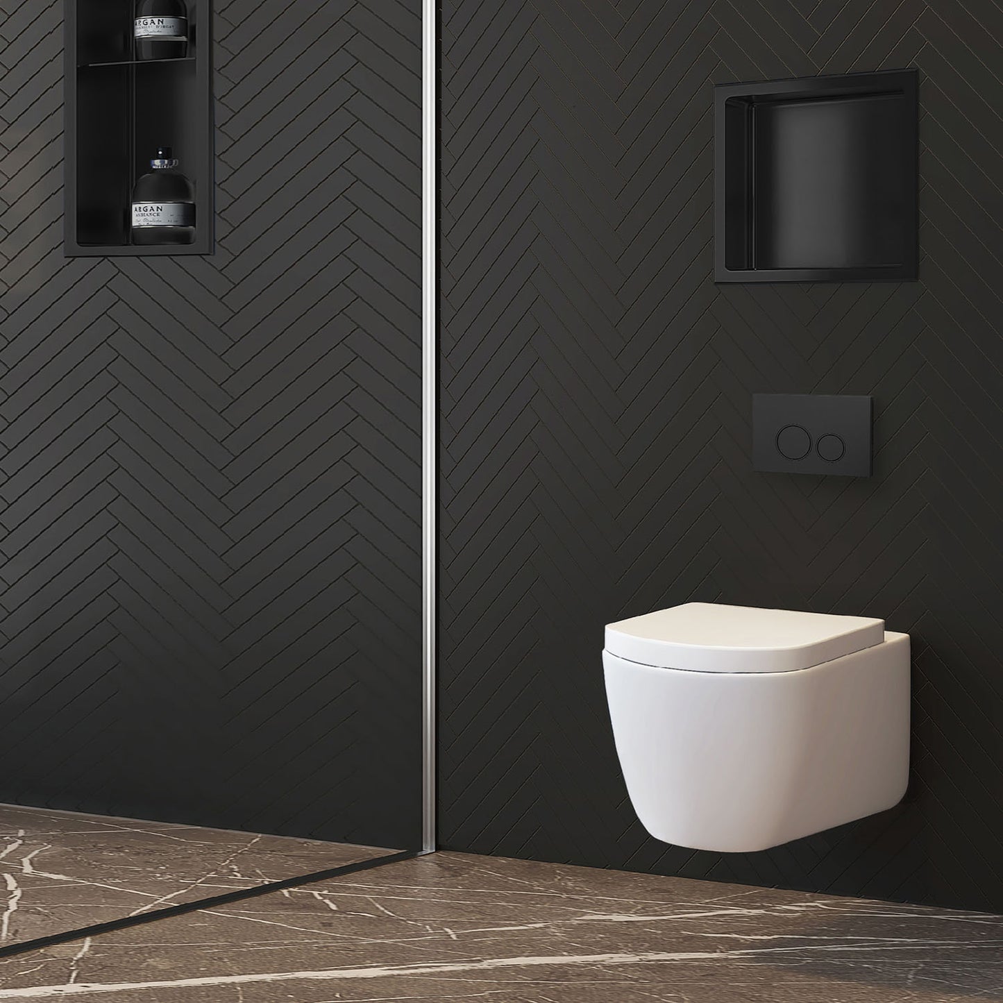 Drückerplatte Schwarz Matt Kompatibel zu Geberit Duofix Sigma (UP 320) 2 Mengenspülung