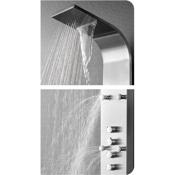 Luxus Edelstahl Duschpaneel mit 6 Hydro Massagejets & Wasserfalldusche
