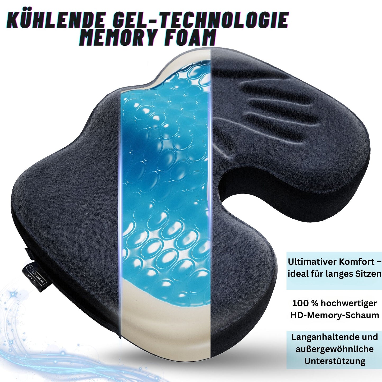 Ergonomisches Sitzkissen aus Memory & Gel Schaum Polster