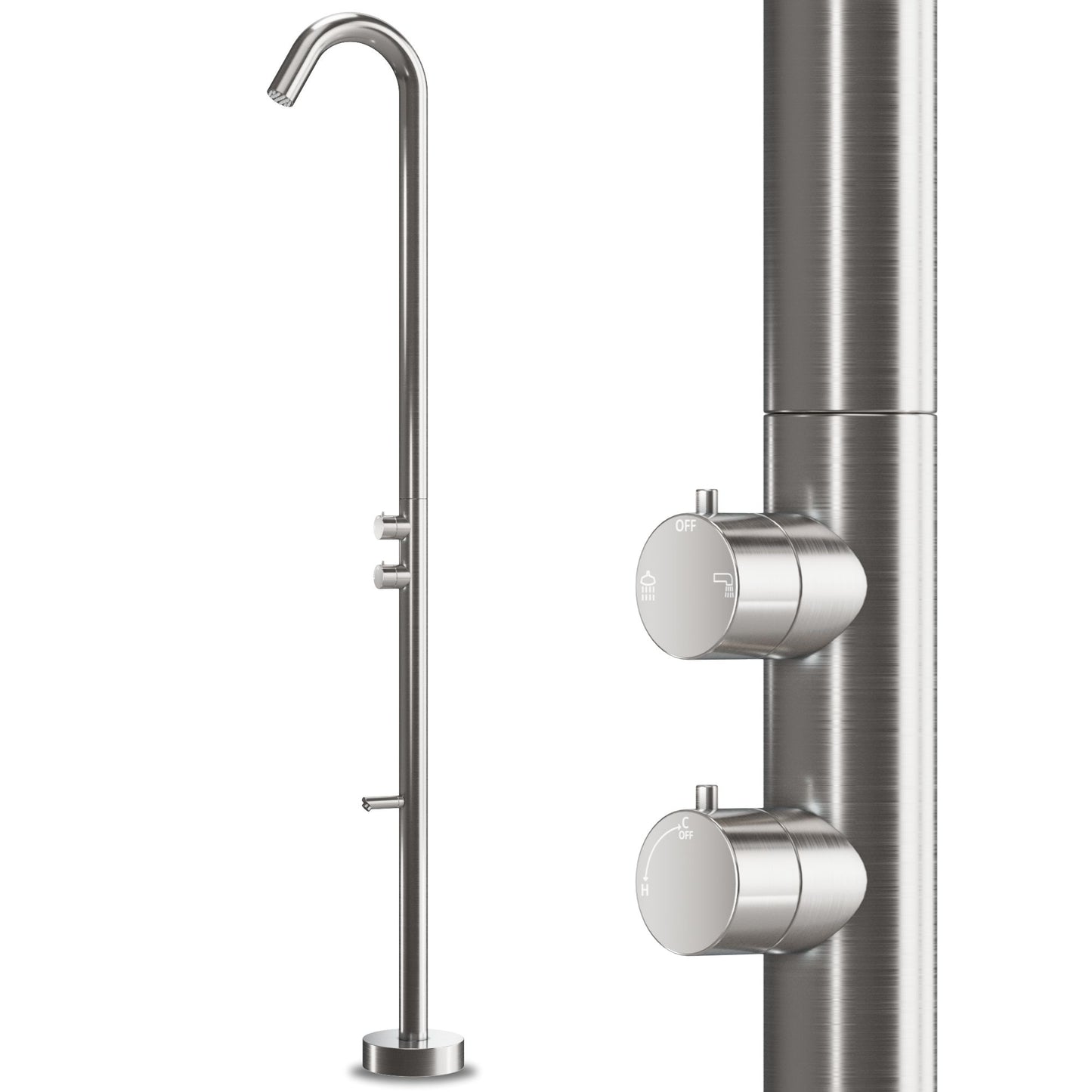 Designer Garten Duschsäule Serie PARK aus Edelstahl Gartendusche