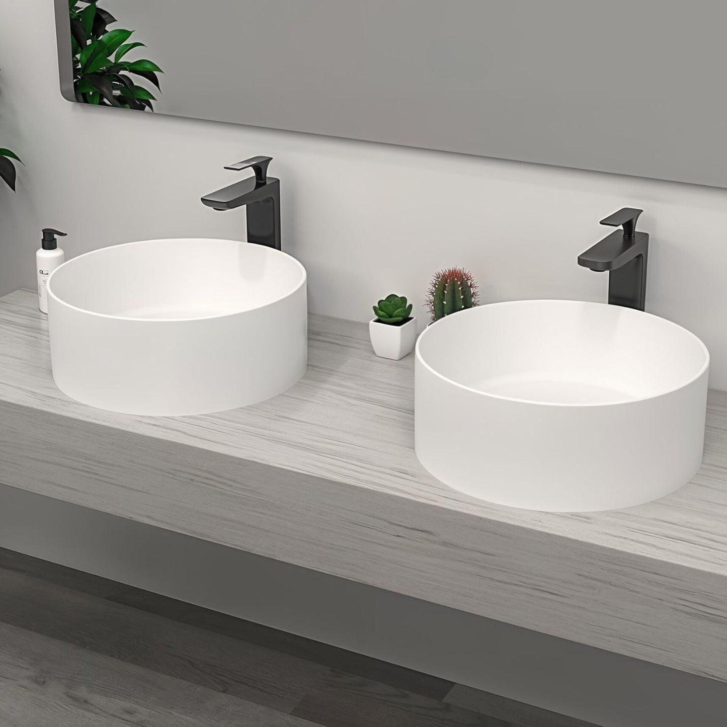 Chelsey Waschbecken in Weiß Matt aus feinster Keramik als Aufsatzwaschbecken Rund 400 x 400 x 145 mm