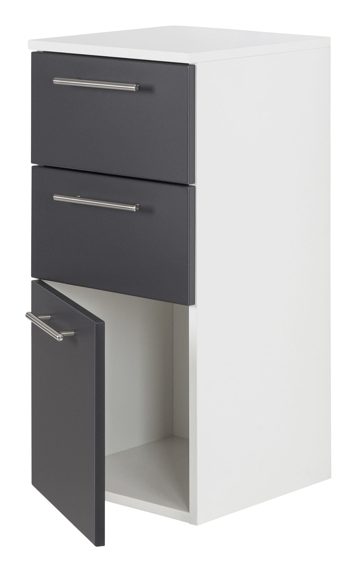 Midischrank Basic Farben: weiß/weiß hochglanz, weiß/schwarz seidenglanz,weiß/anthrazit seidenglanz, weiß/eiche hell, weiß/beton