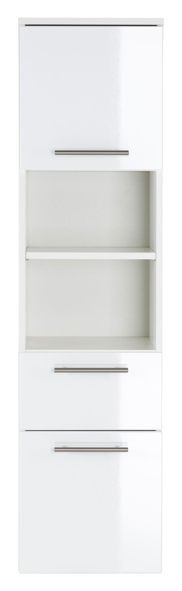 Hochschrank Basic 135, Farben: weiß/weiß hochglanz, weiß/schwarz seidenglanz,weiß/anthrazit seidenglanz, weiß/eiche hell, weiß/beton