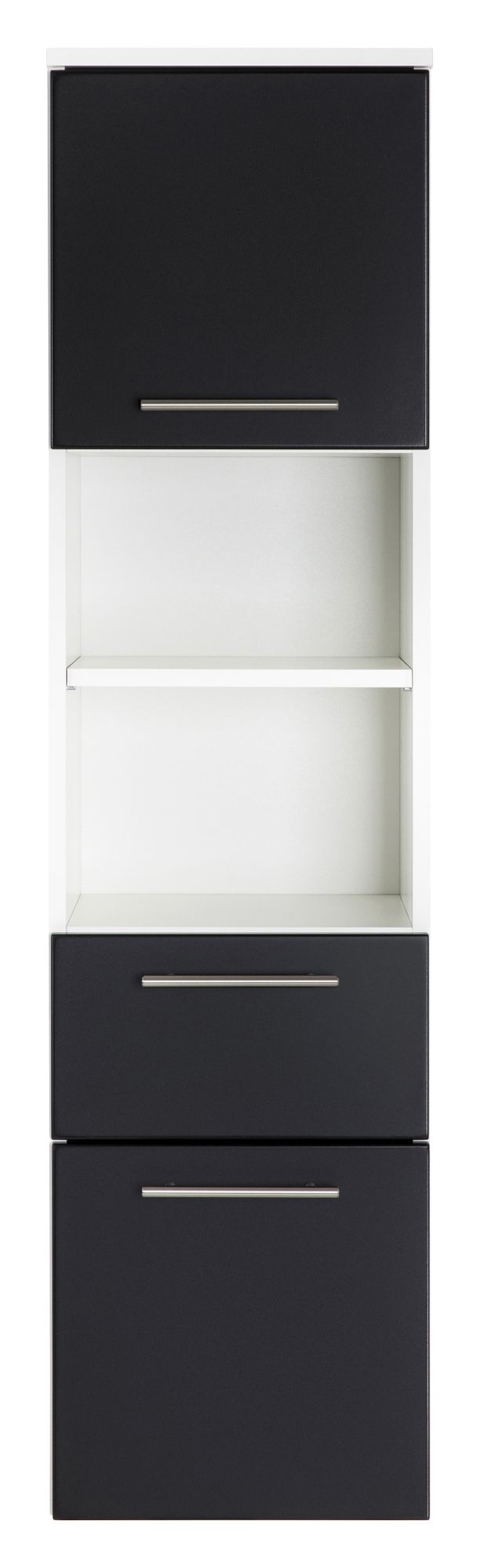 Hochschrank Basic 135, Farben: weiß/weiß hochglanz, weiß/schwarz seidenglanz,weiß/anthrazit seidenglanz, weiß/eiche hell, weiß/beton