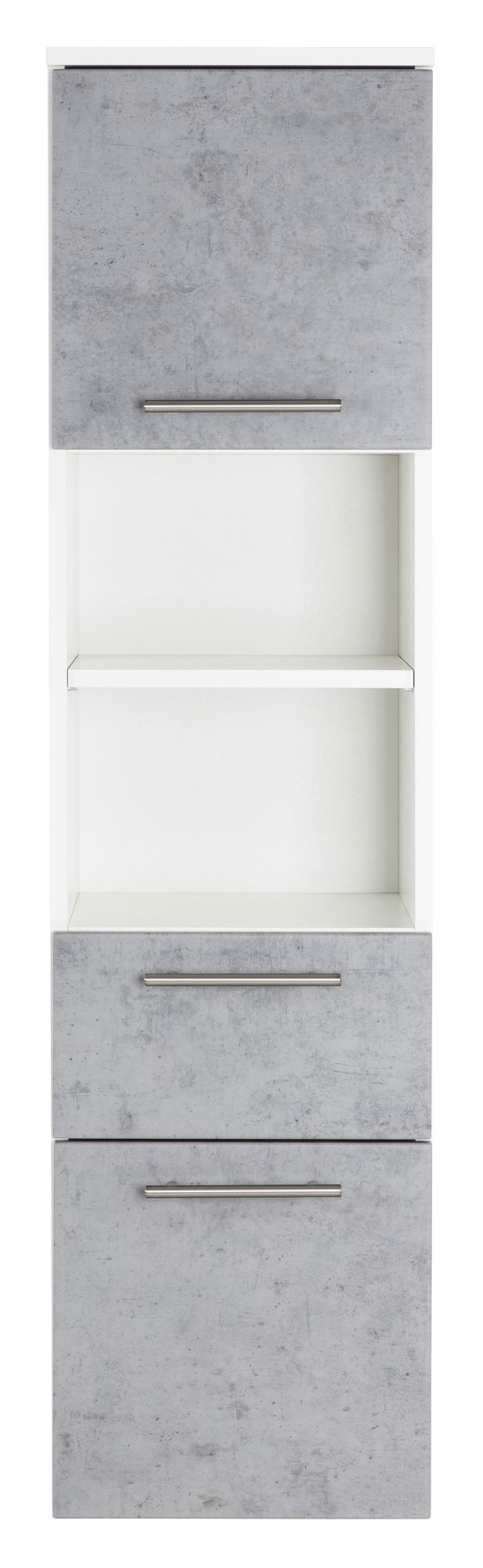 Hochschrank Basic 135, Farben: weiß/weiß hochglanz, weiß/schwarz seidenglanz,weiß/anthrazit seidenglanz, weiß/eiche hell, weiß/beton