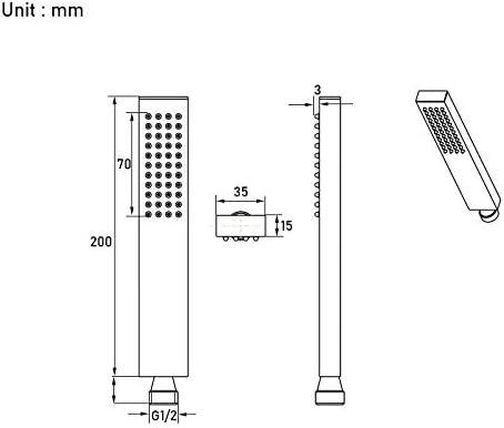 Handbrause Soho 2.0 Eckig Massive Ausführung Chrom