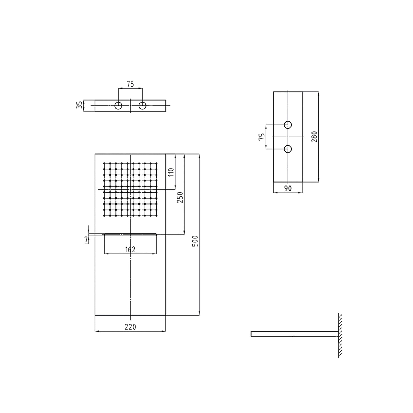Edelstahl Wand-Regendusche mit Wasserfall inkl. Einbaukörper