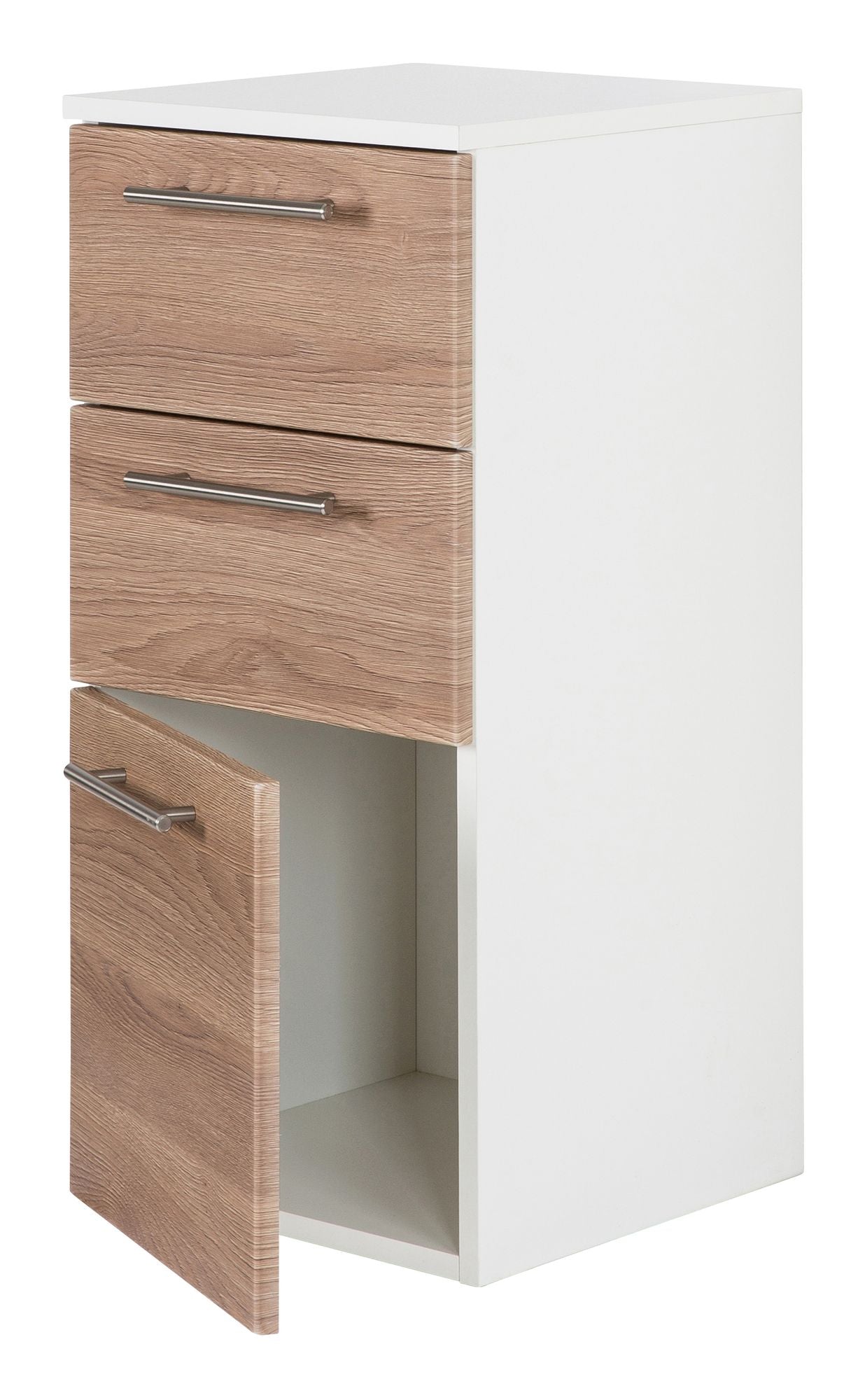 Midischrank Basic Farben: weiß/weiß hochglanz, weiß/schwarz seidenglanz,weiß/anthrazit seidenglanz, weiß/eiche hell, weiß/beton