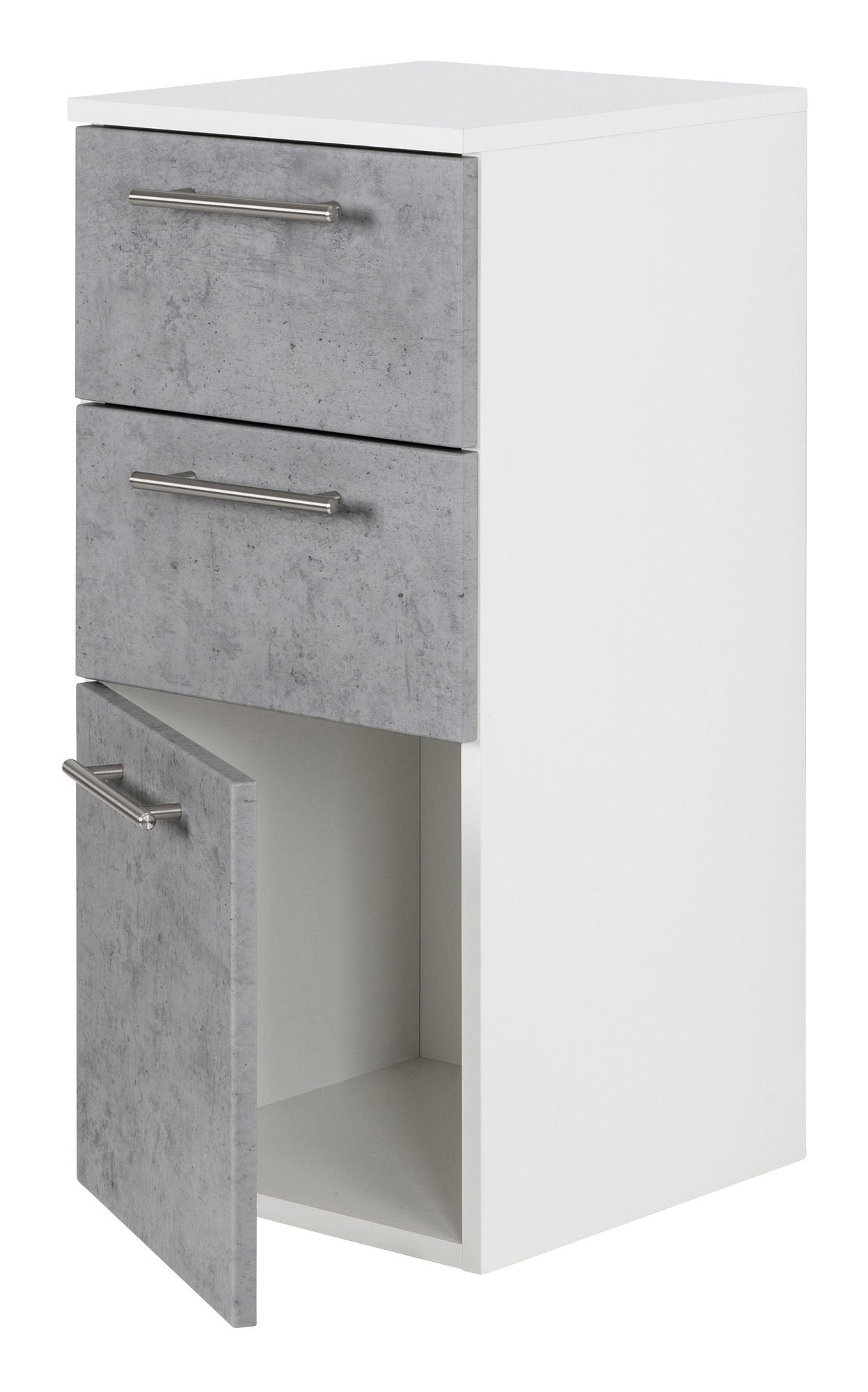 Midischrank Basic Farben: weiß/weiß hochglanz, weiß/schwarz seidenglanz,weiß/anthrazit seidenglanz, weiß/eiche hell, weiß/beton