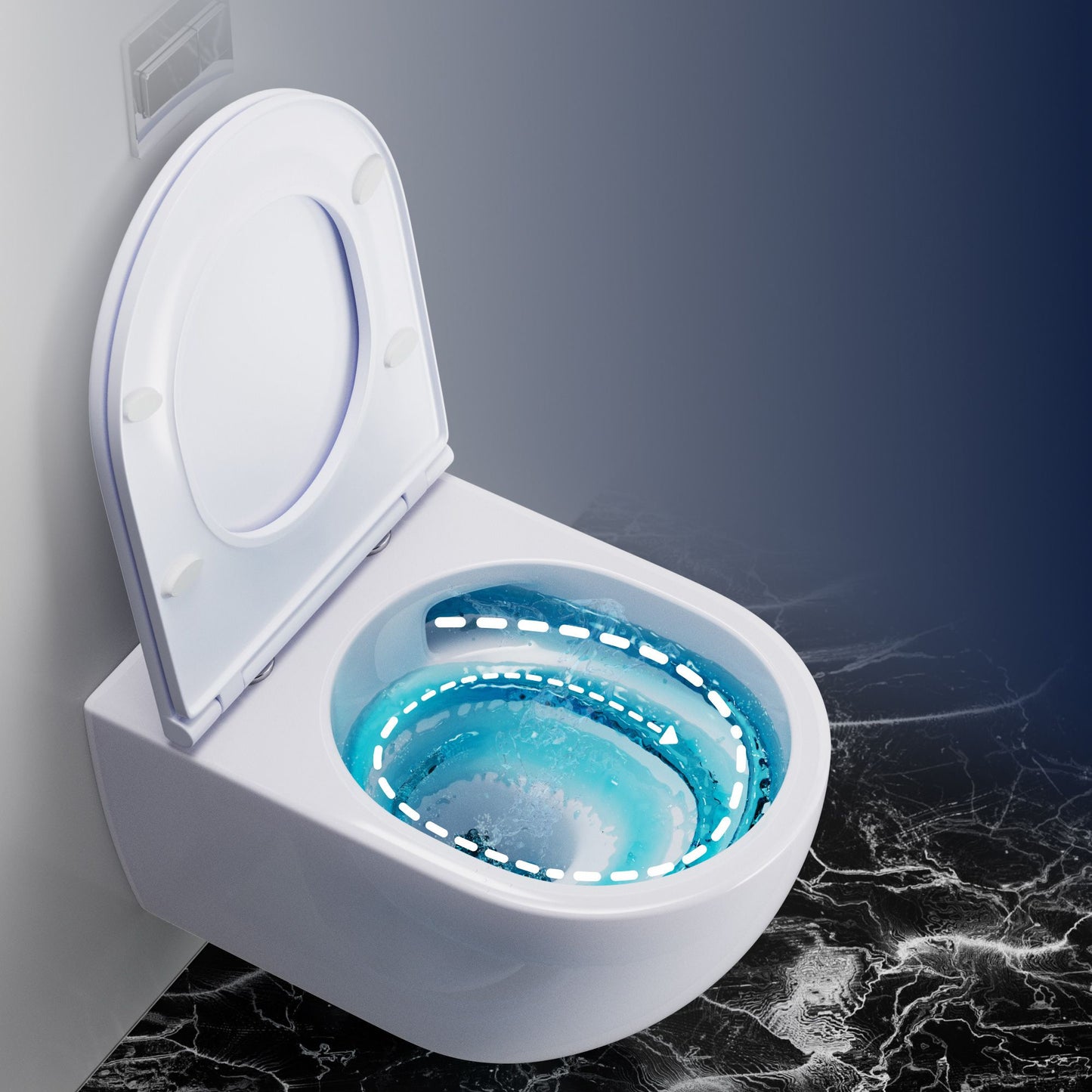 Whirlflush Hänge Wand WC Soho 3.0 Spülrandlos Tornado Spülung Weiß Glanz mit WC-Sitz Super Slim Toilette