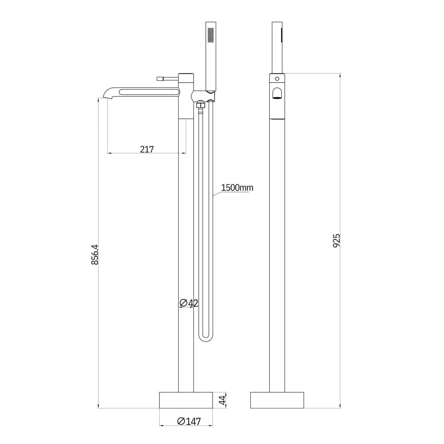 Freistehende Badewannenarmatur Highline Chrom Standarmatur