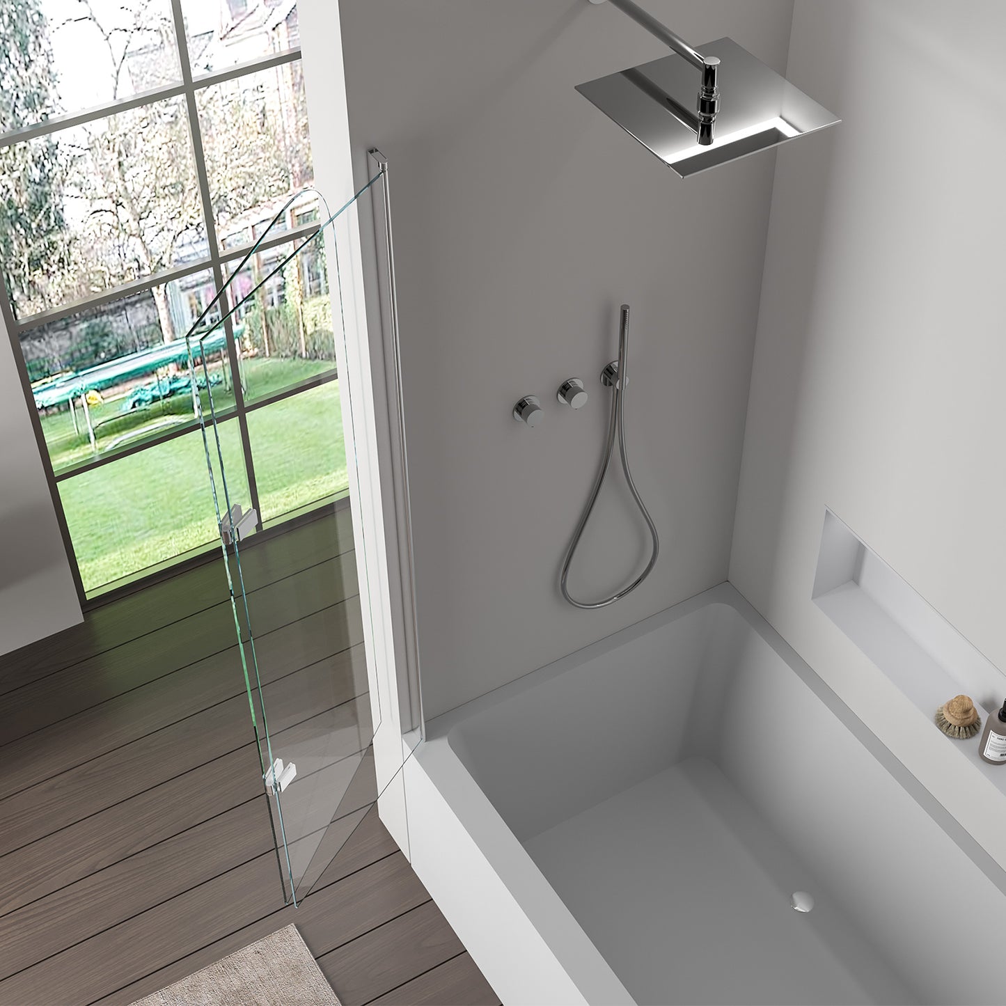 Badewannenaufsatz Glas Duschwand Chrom 80x140 oder 100x140