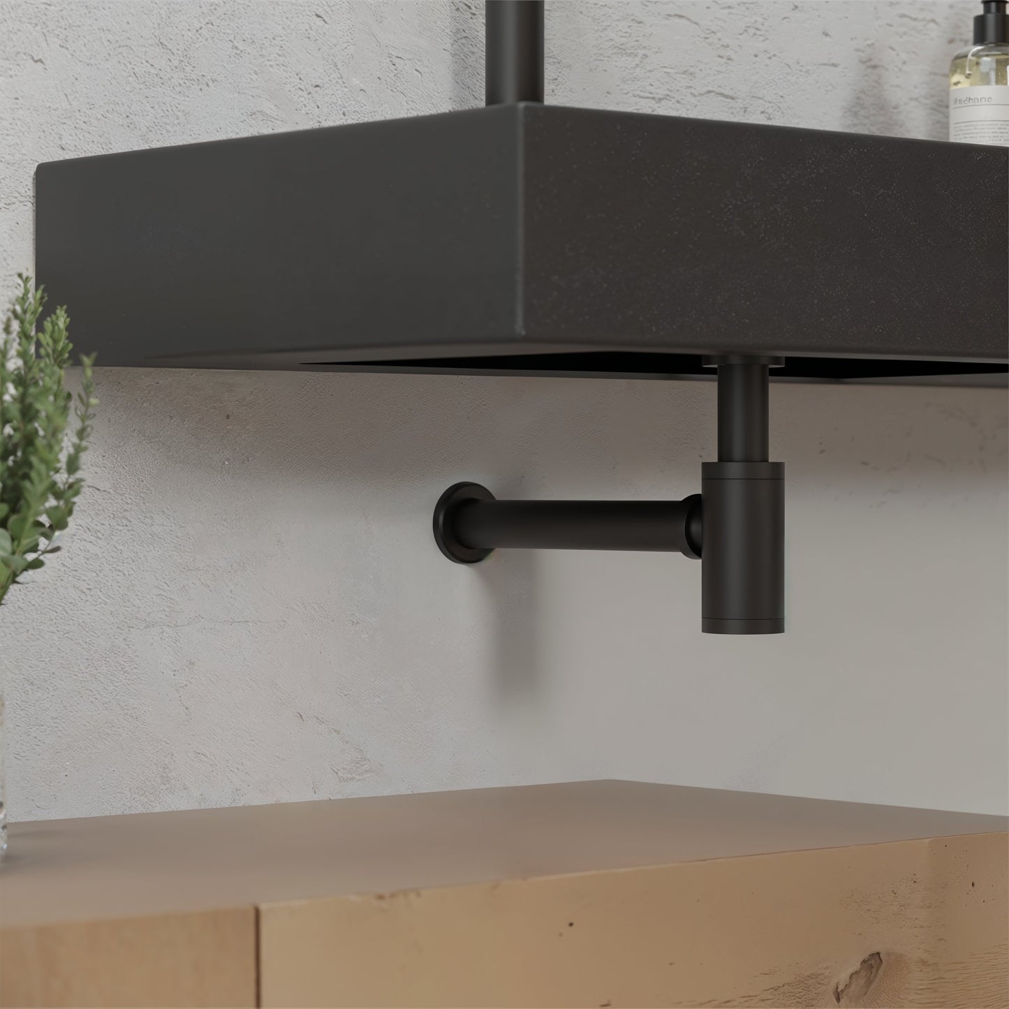 STILFORM Designer "Minimal" Siphon Geruchsverschluss in Schwarz Matt