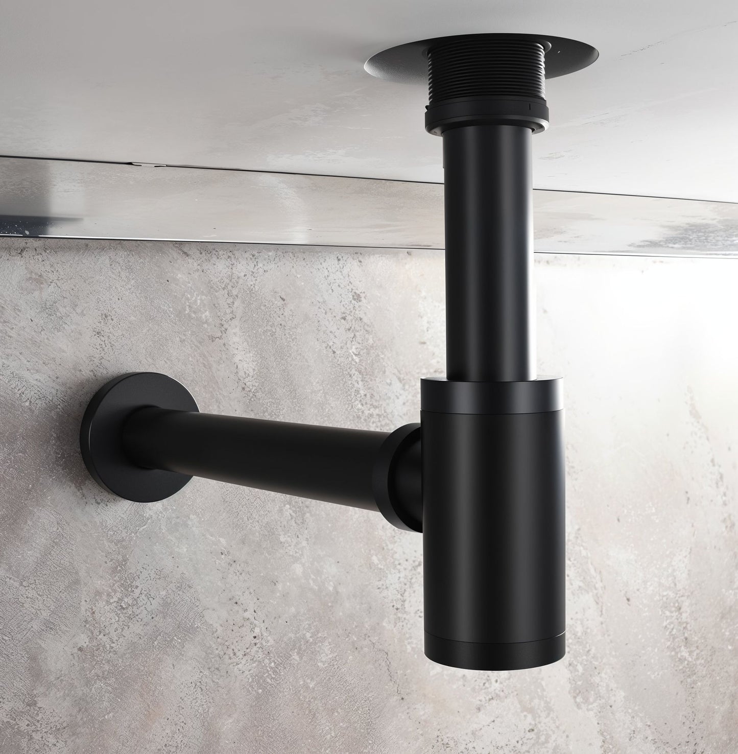 STILFORM Designer "Minimal" Siphon Geruchsverschluss in Schwarz Matt