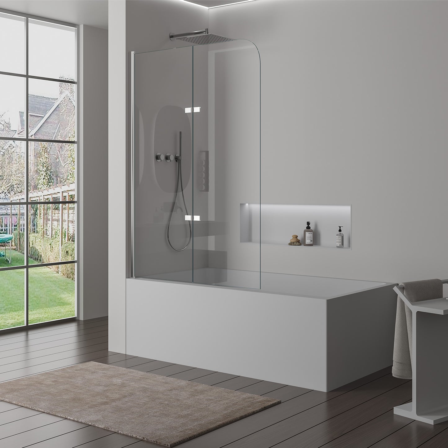 Badewannenaufsatz Glas Duschwand Chrom 80x140 oder 100x140