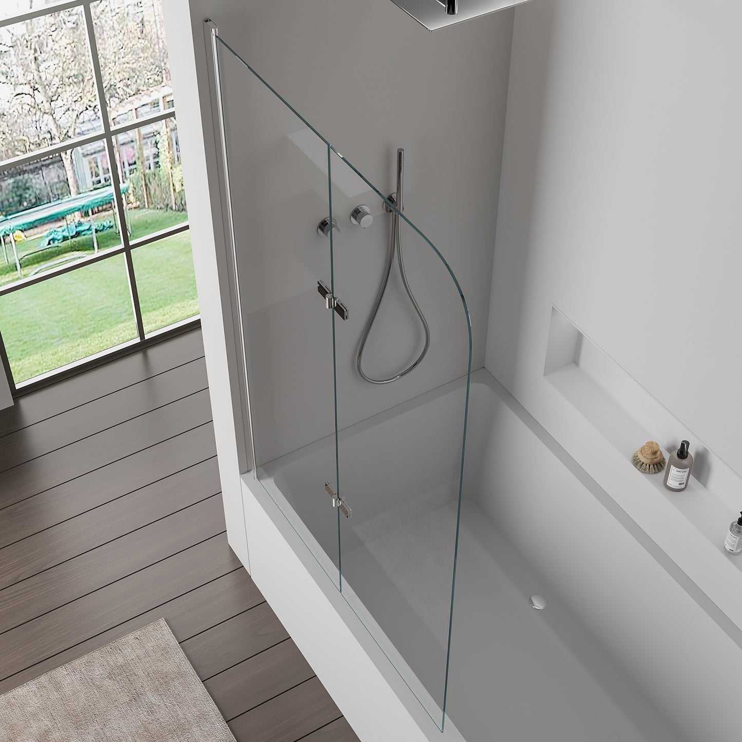 Badewannenaufsatz Glas Duschwand Chrom 80x140 oder 100x140