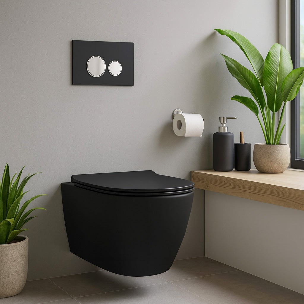 Drückerplatte Glas Schwarz Kompatibel zu Geberit Duofix SIGMA DELTA & BASIC (UP 320) 2 Mengenspülung