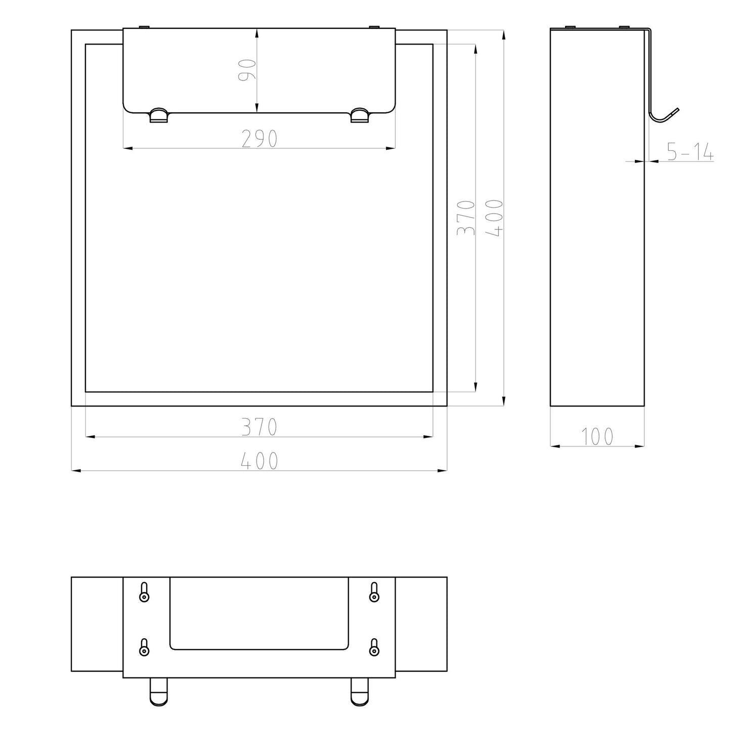 Aufputz Wandnische WallSpace in Schwarz Matt / Weiß Matt mit Ablage & Haken / 40x40 oder 60x40 cm