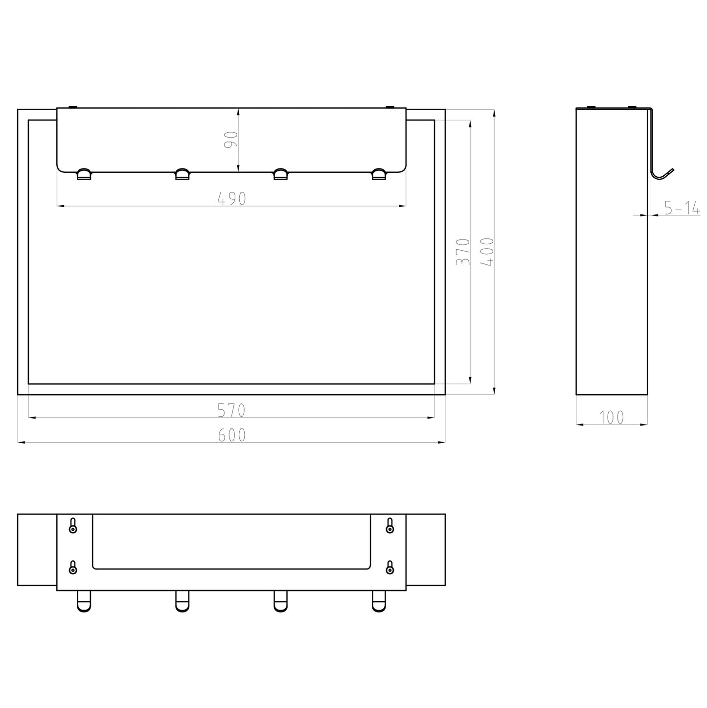Aufputz Wandnische WallSpace in Schwarz Matt / Weiß Matt mit Ablage & Haken / 40x40 oder 60x40 cm