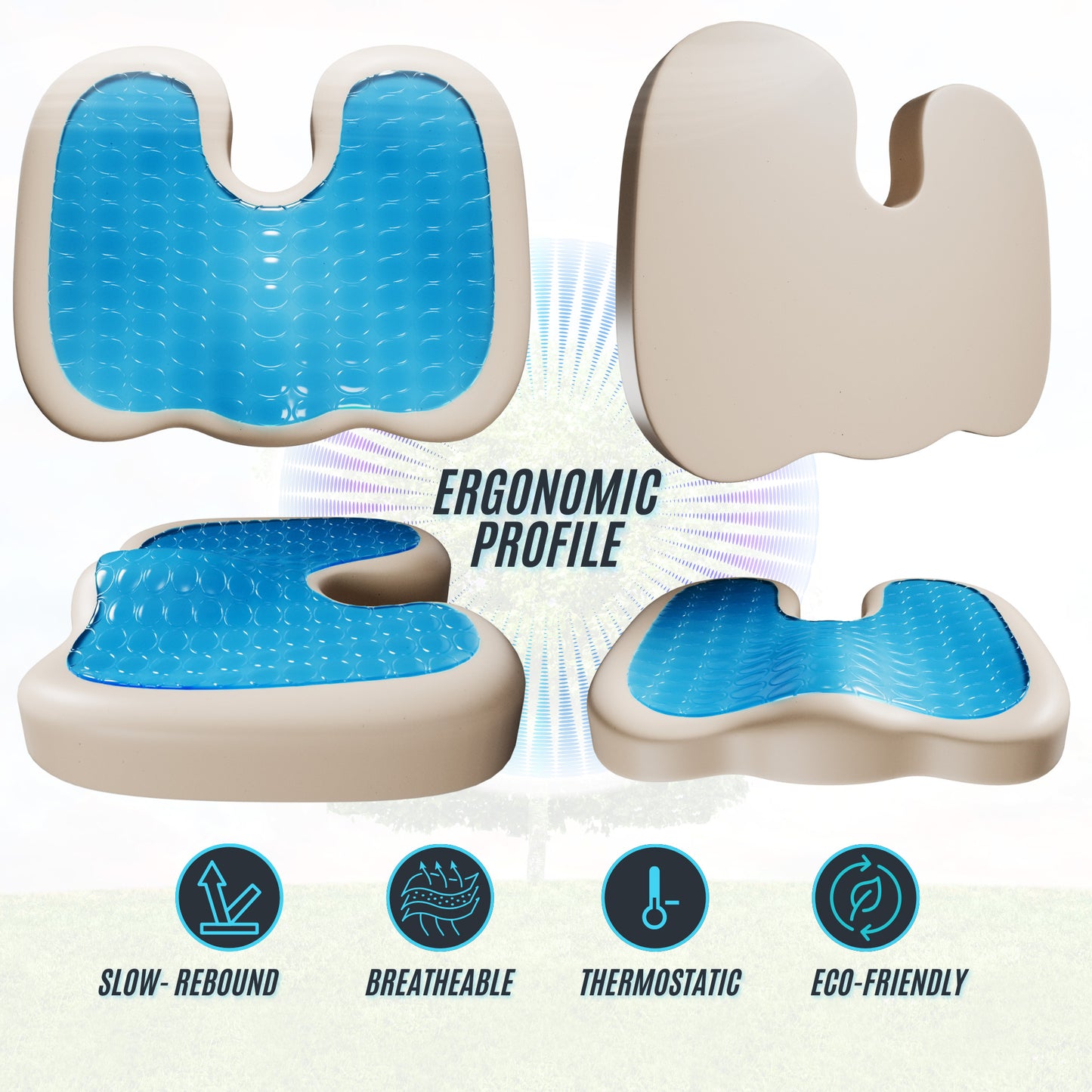 Ergonomisches Sitzkissen aus Memory & Gel Schaum Polster