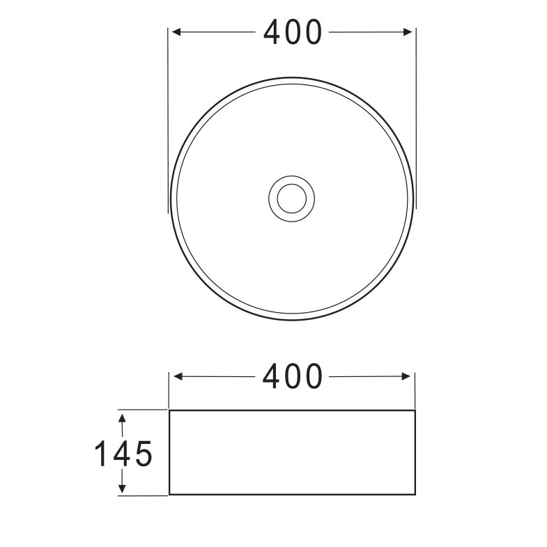 Chelsey Waschbecken in Weiß Matt aus feinster Keramik als Aufsatzwaschbecken ohne Hahnloch 400 x 400 x 145 mm
