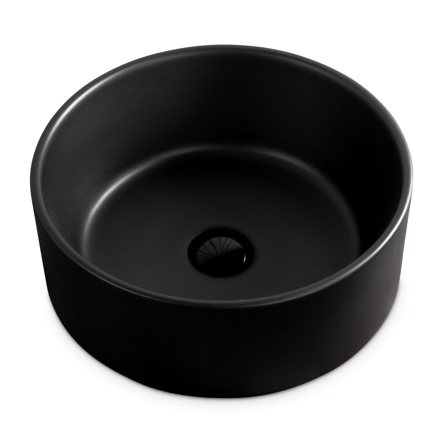 Chelsey Waschbecken in Schwarz Matt aus feinster Keramik als Aufsatzwaschbecken ohne Hahnloch 400 x 400 x 145 mm