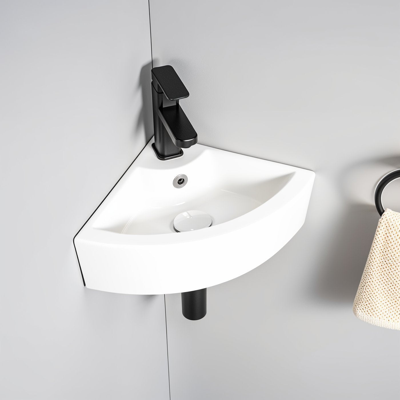 Eck Keramik Waschbecken Gäste WC 46x32 cm