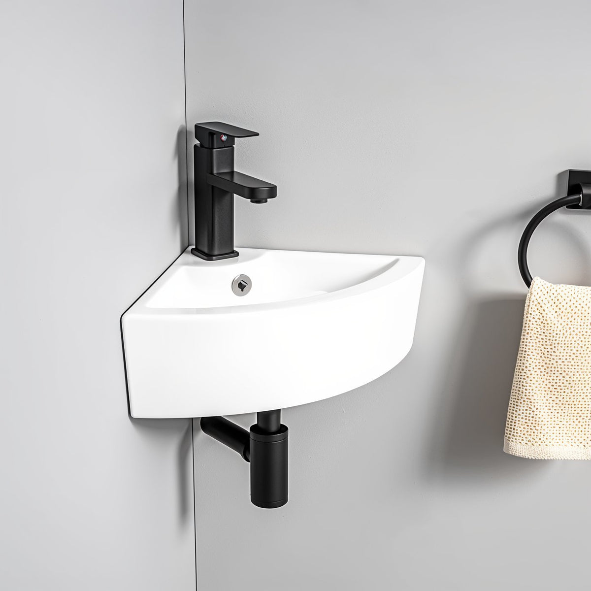 Eck Keramik Waschbecken Gäste WC 46x32 cm