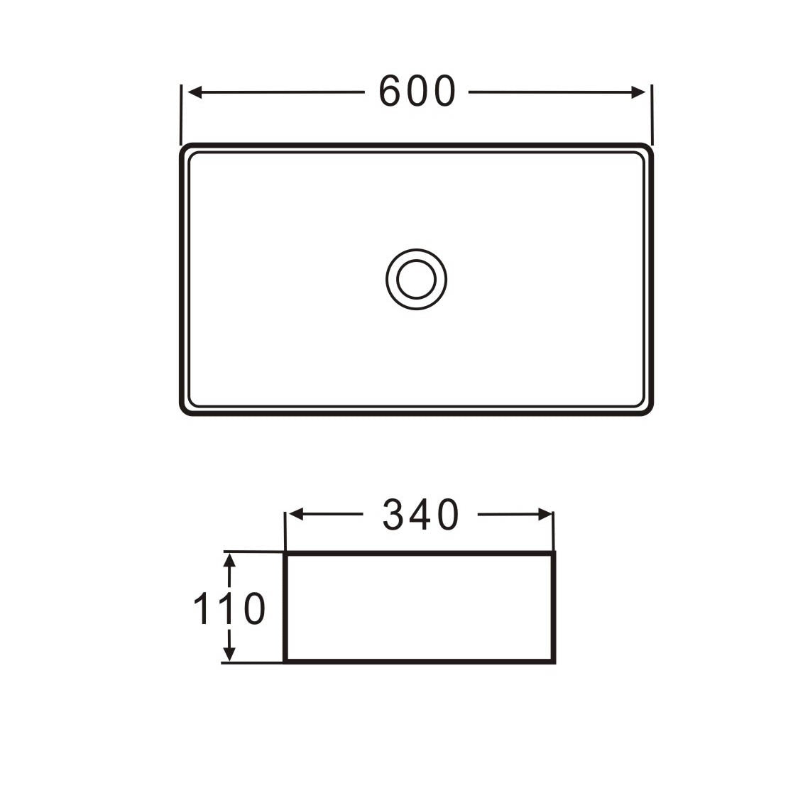 Aufsatz Keramik Waschbecken Soho Brillant Weiß 60 cm