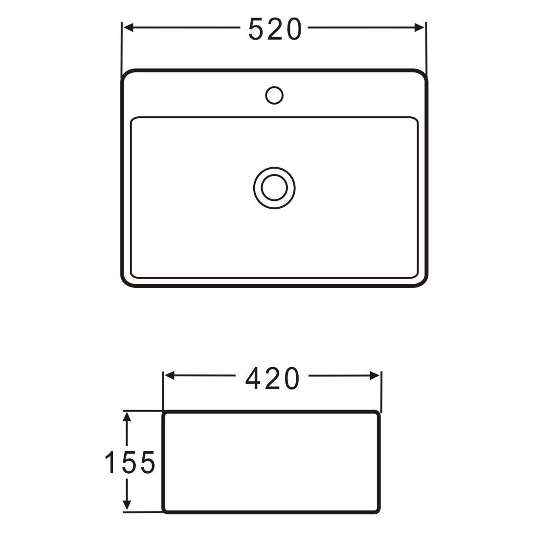 Wand Hänge Keramik Waschbecken Soho dünner Rand 52 x 42 cm
