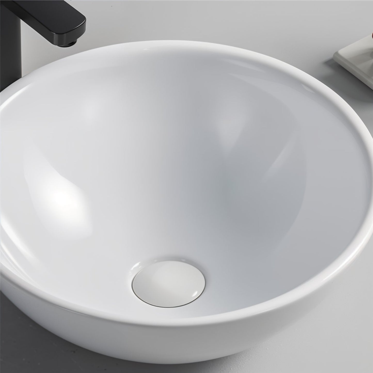 Aufsatz Keramik Waschbecken Rund Highline Brillant Weiß 40 cm