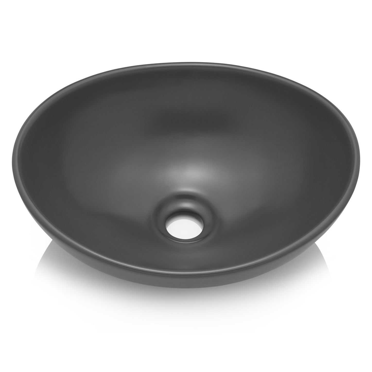 AKTION: Park Waschbecken in Anthrazit Matt aus feinster Keramik als Aufsatzwaschbecken ohne Hahnloch 400 x 340 x 145 mm