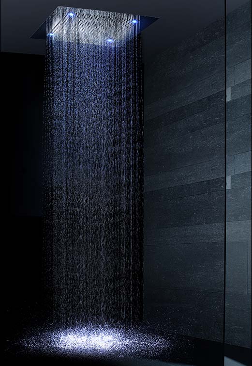 Soho Regendusche 80x80 LED Wasserfall & Nebel mit Einbaurahmen