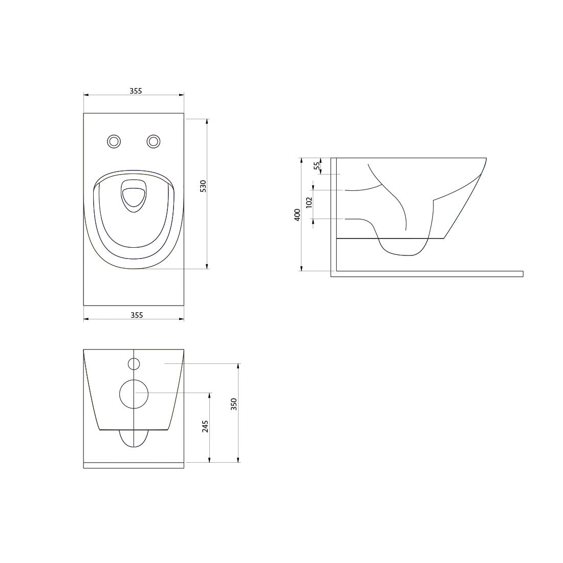 Park Hänge Wand WC Spülrandlos Toilette Weiß Glanz mit WC-Sitz