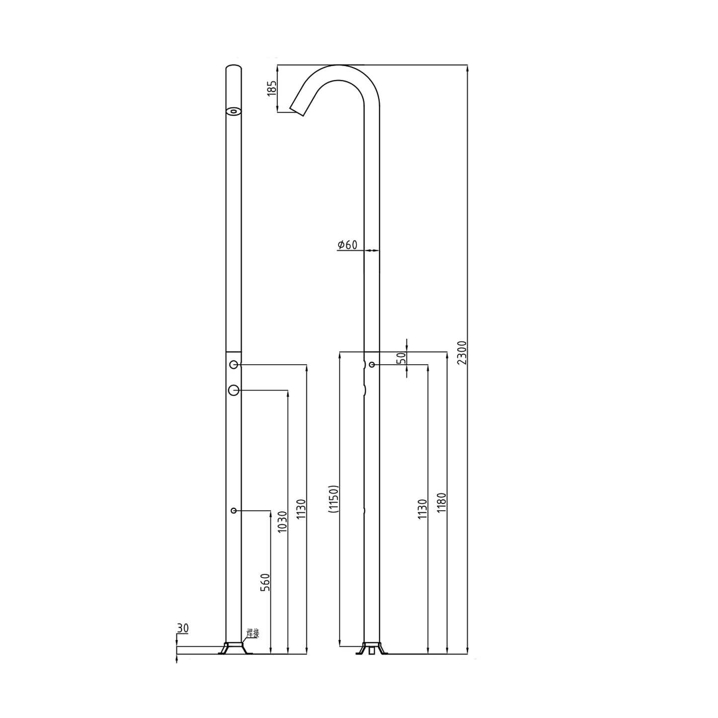 Designer Garten Duschsäule Serie SOHO mit Regendusche und Handbrause aus Edelstahl Gartendusche