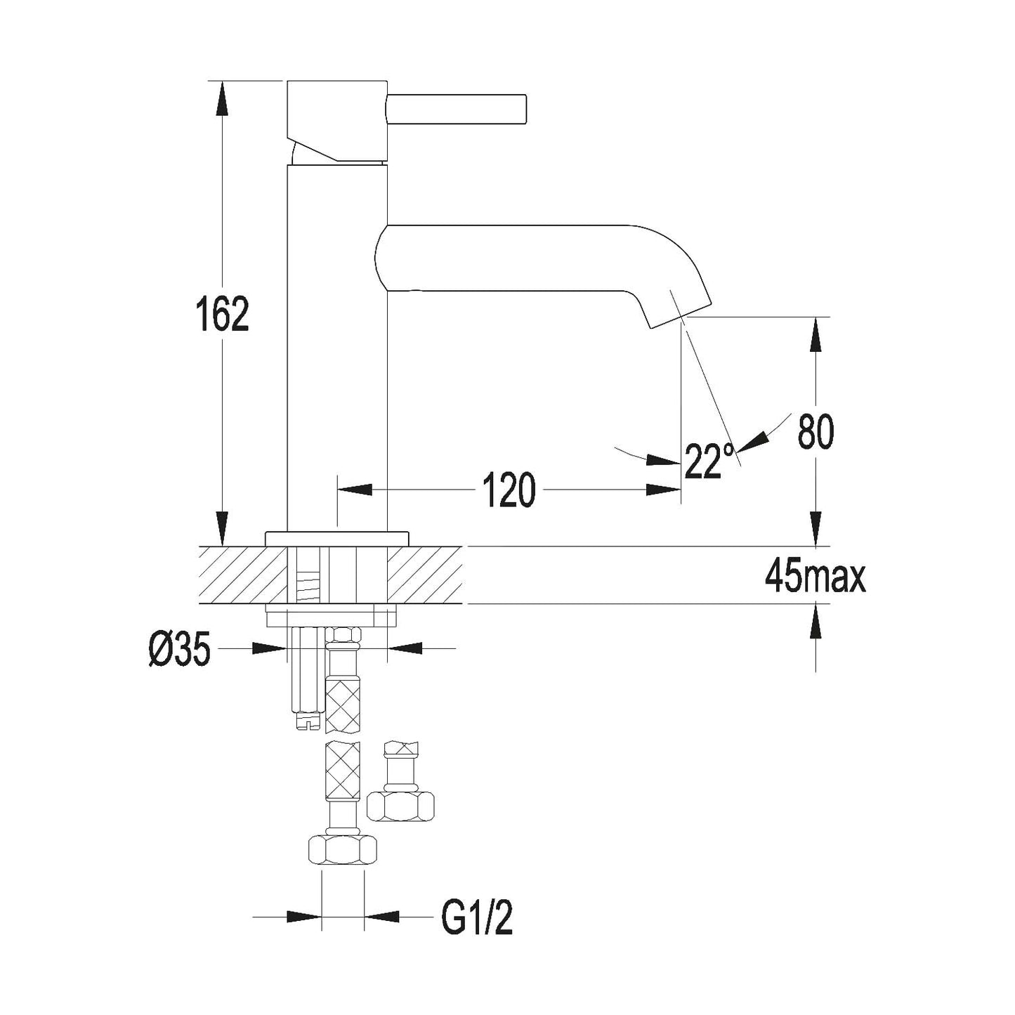 Stilform Moderne Waschtischarmatur aus der Serie Park in schwarz matt
