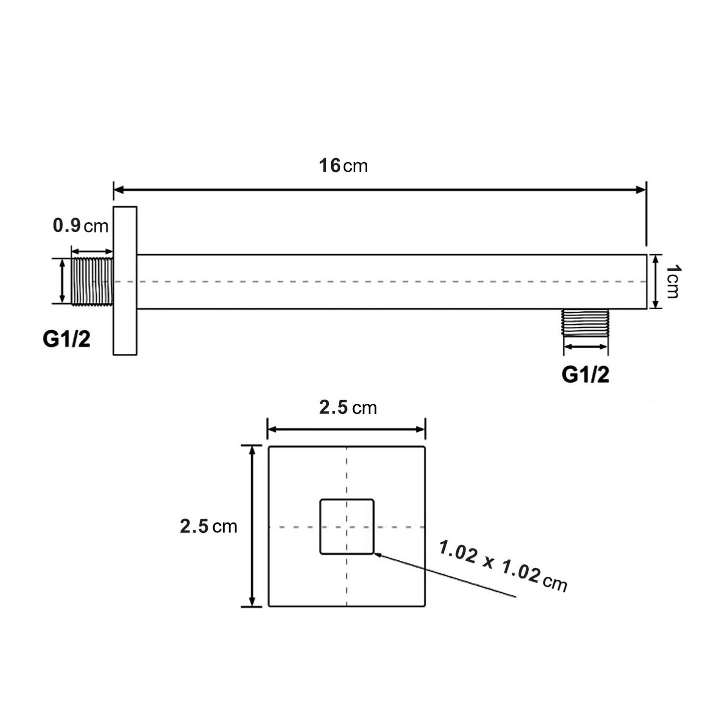 Wandhalterung Design für Regendusche aus massivem Messing in Schwarz Matt