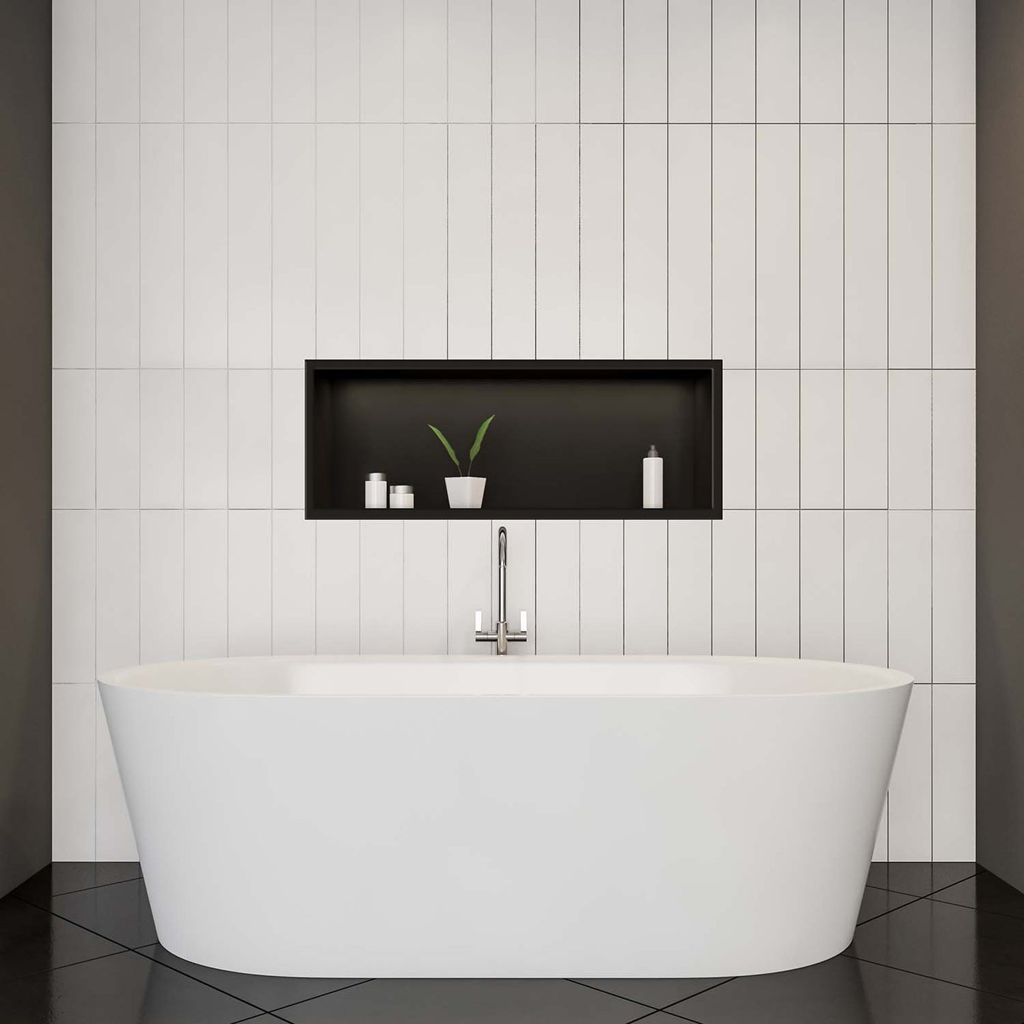 Stilform Edelstahl Wandnische Matt Schwarz in 30x30, 60x30 cm oder 90x30cm