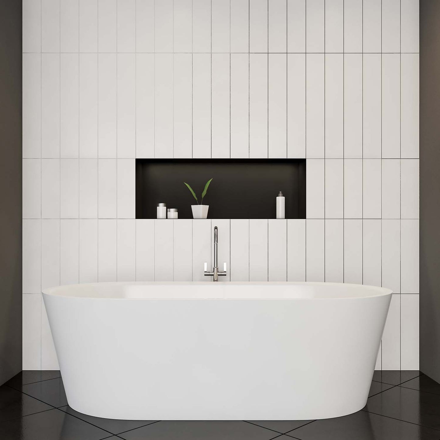 Stilform Wandnische 60x30 Rahmenlos Edelstahl Schwarz Matt