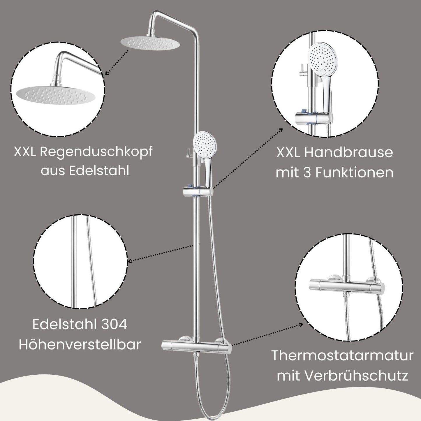 Duschsäule Thermostat Highline Pro inkl. Regendusche und Handbrause Chrom