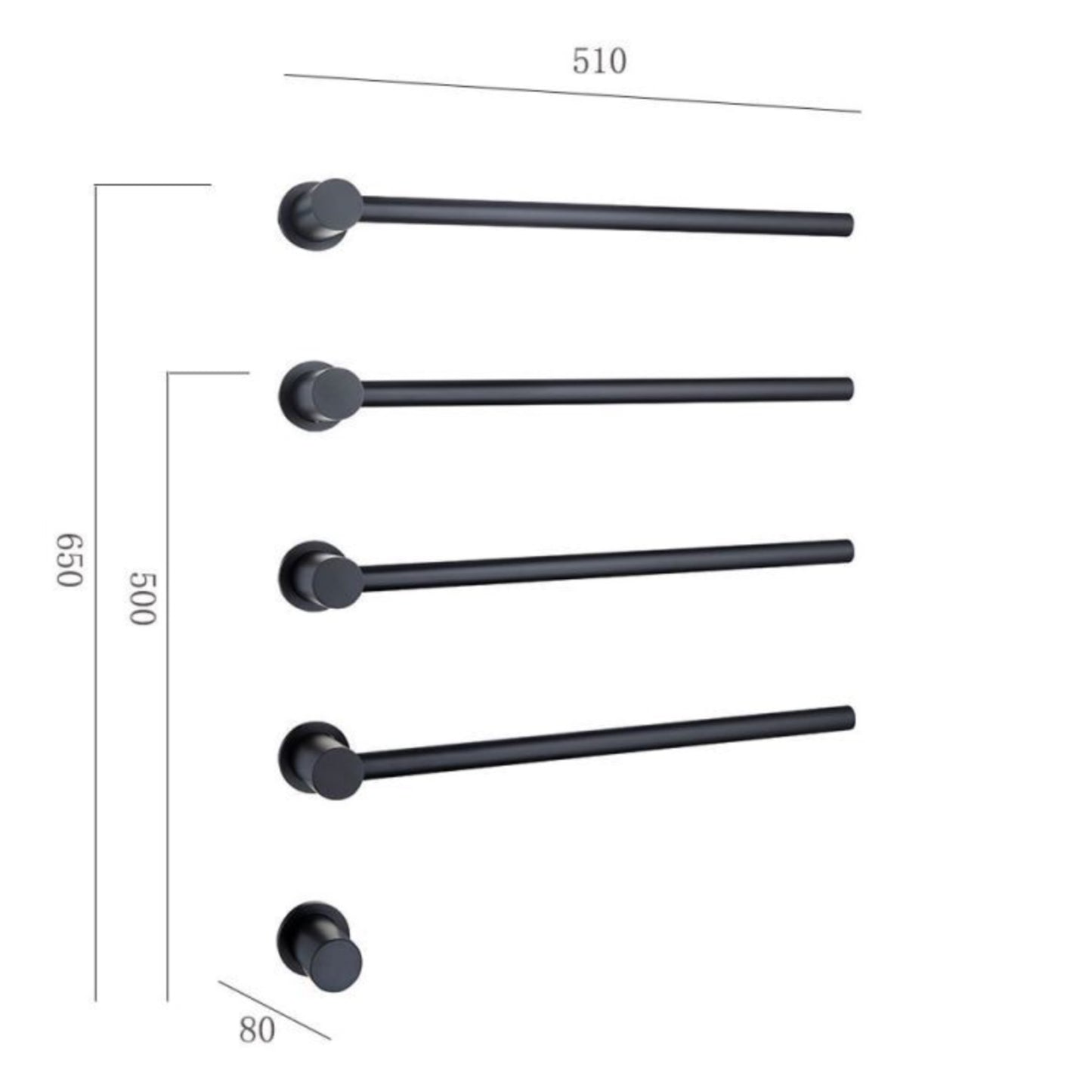 Unterputz Elektro-Badheizkörper 60W – 4 Stäbe, Schwarz Matt, ca. 60x50 cm, regelbares Thermostat