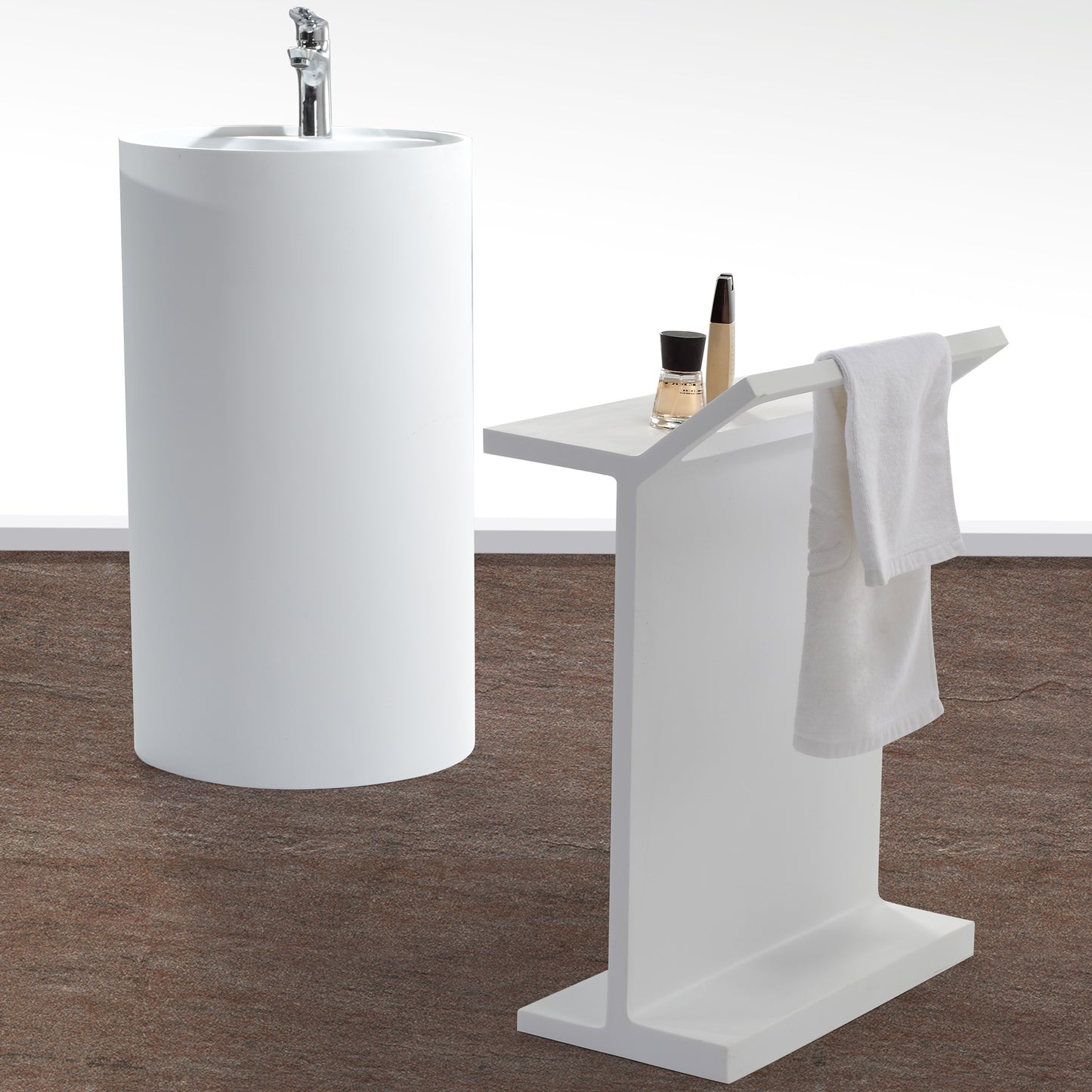 Handtuchhalter MANHATTAN aus hochwertigem Mineralguss in Weiß Matt