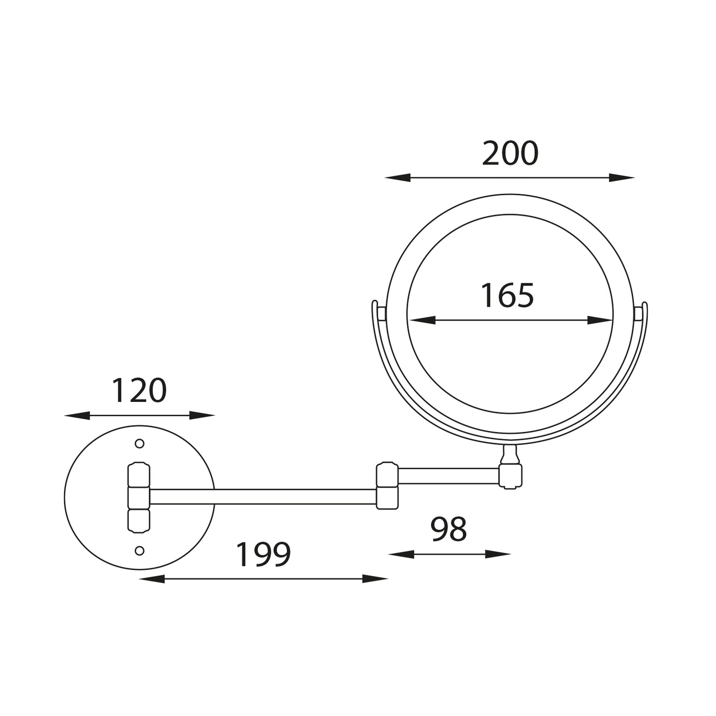 Design LED Kosmetikspiegel 3x Vergrößerung / 200mm / Dimmbar / Direktanschluss