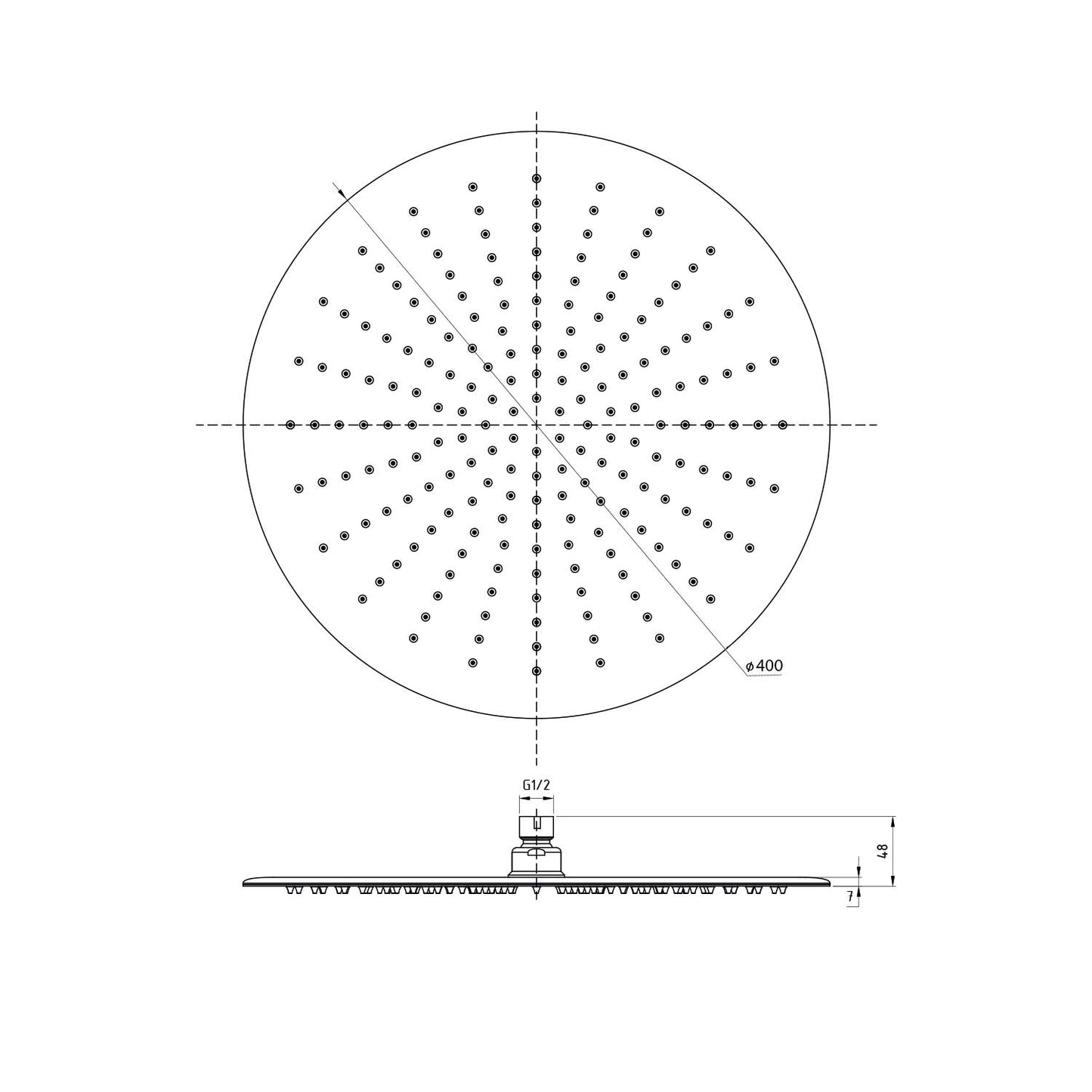 Premium Edelstahl 40 cm Regendusche Rund Massive Bauweise