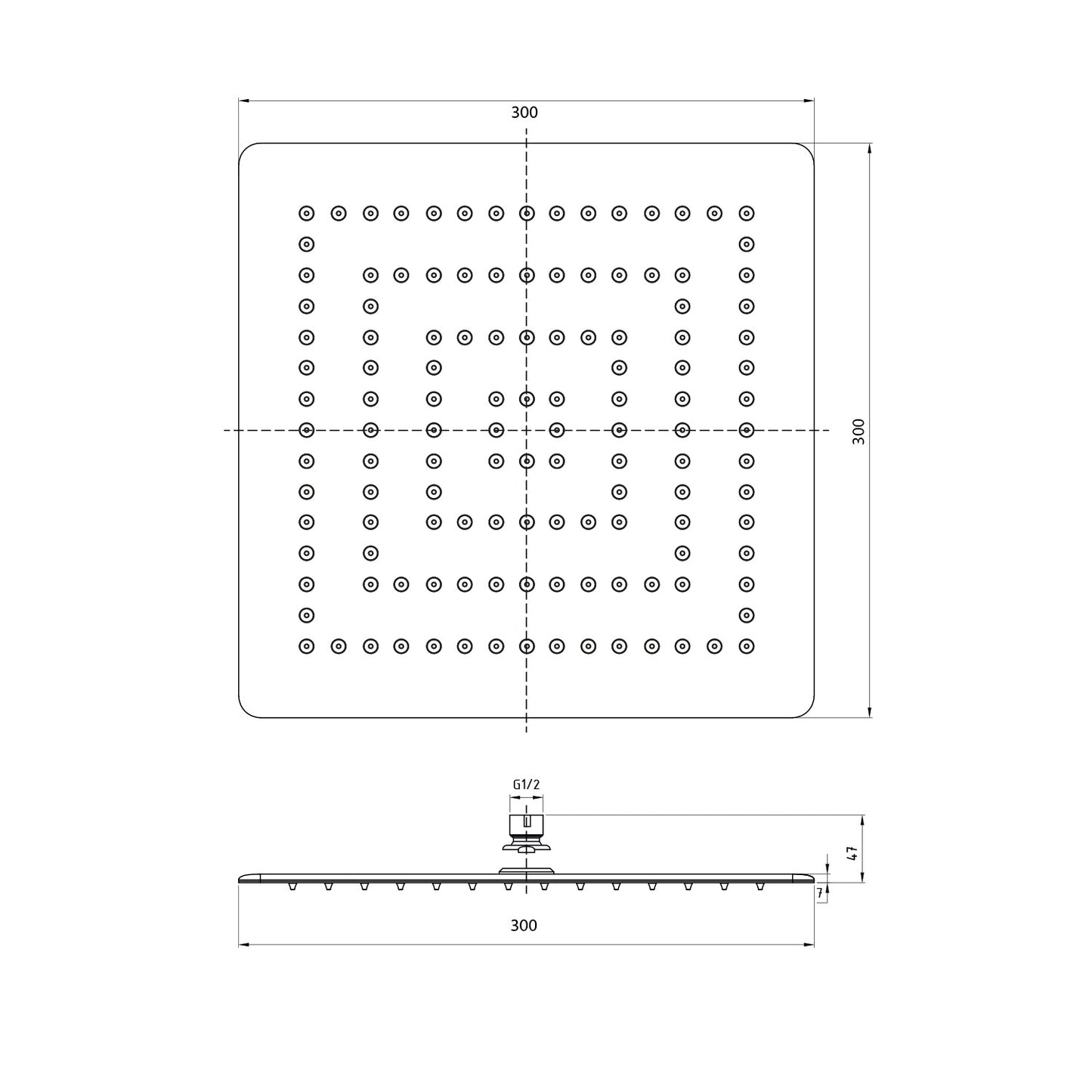 Premium Edelstahl 30x30 cm Regendusche 300mm Kopfbrause Eckig