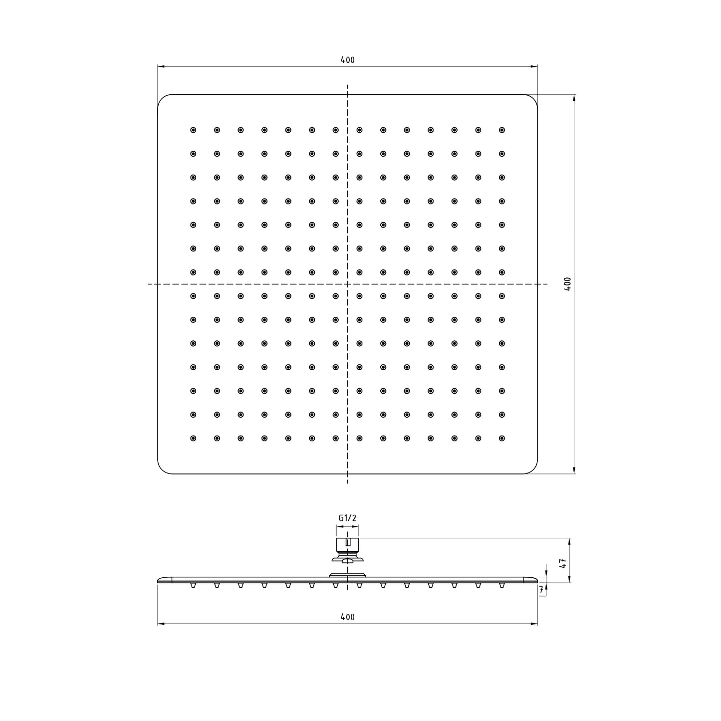 Stilform Luxus Edelstahl Regendusche in 40x40 cm ULTRAFLACH in Schwarz Matt
