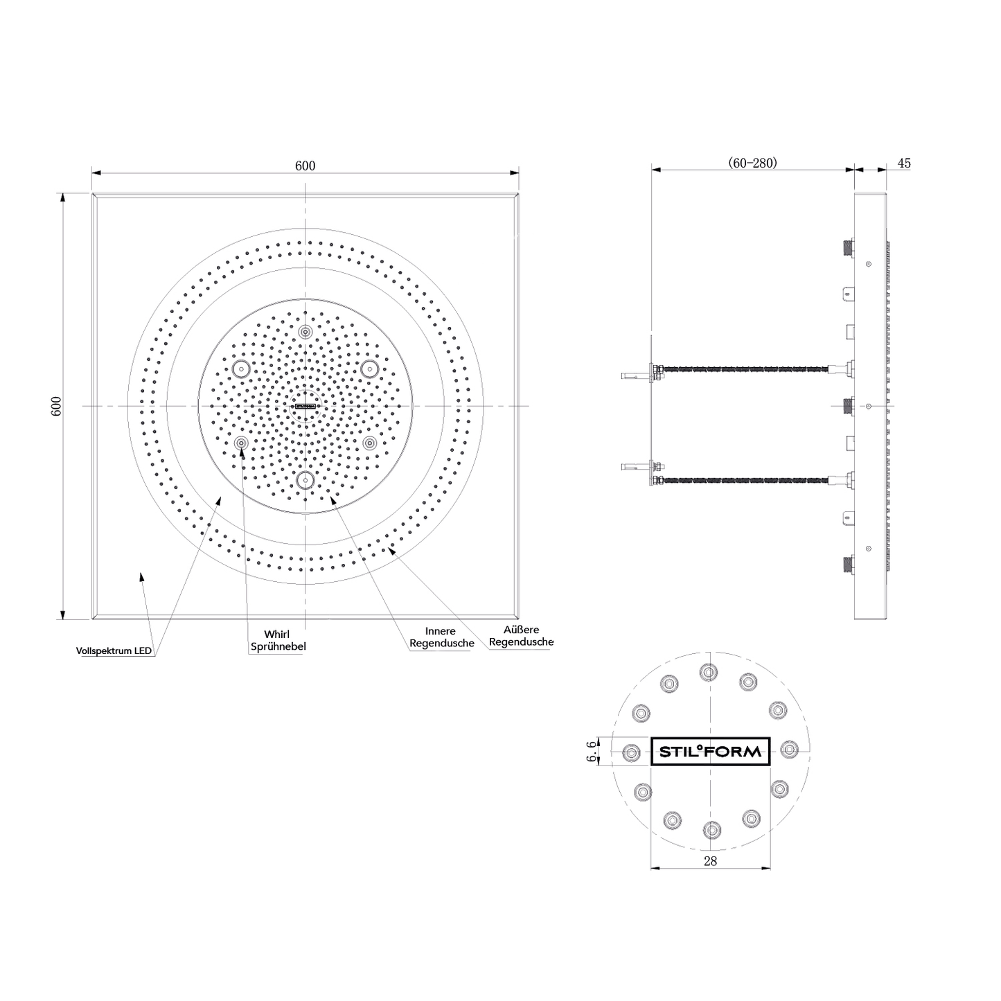 Park 2.0 Smart Regendusche 60x60 Vollspektrum LED