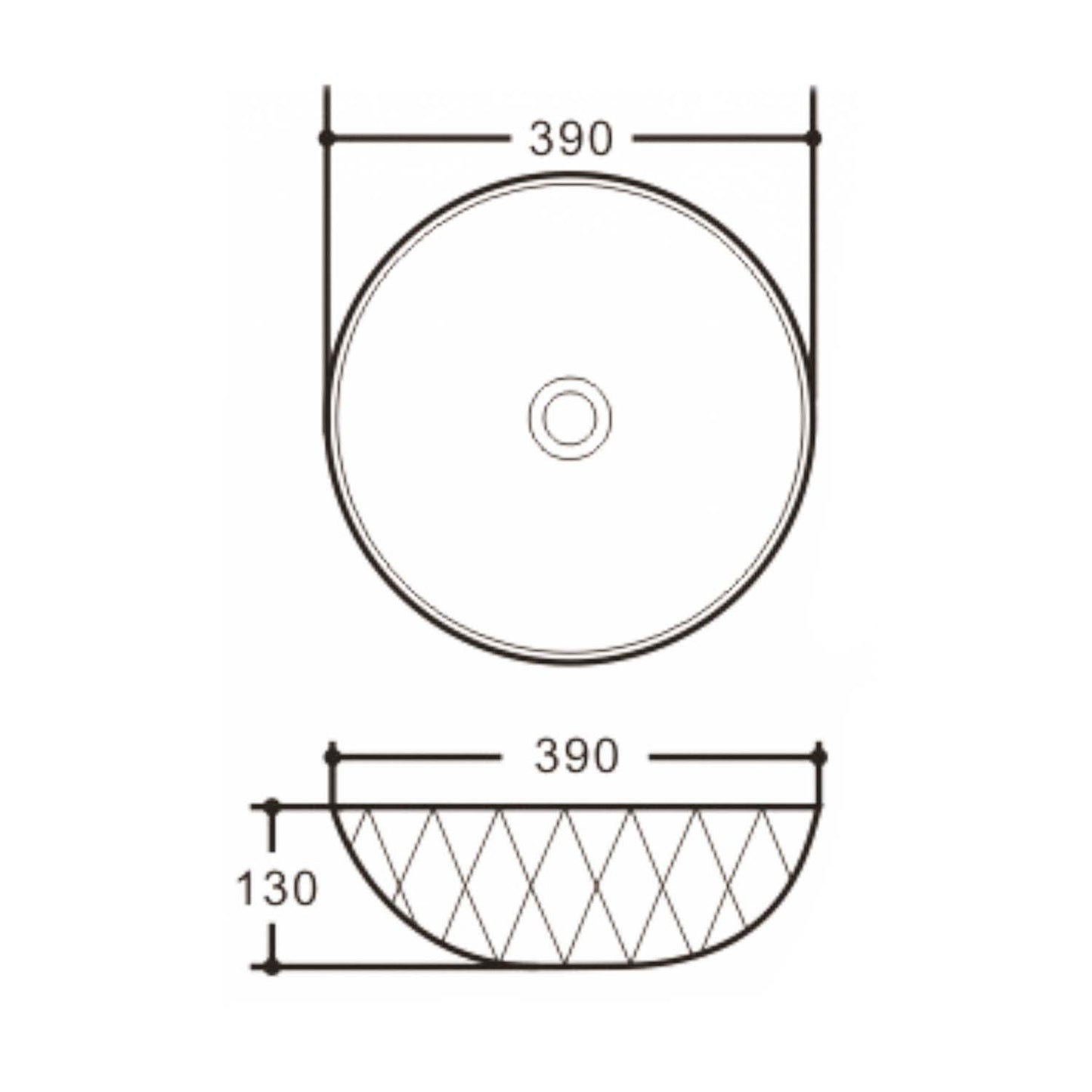 Waschbecken Victoria aus Porzellan im Brillantschliff 39cm