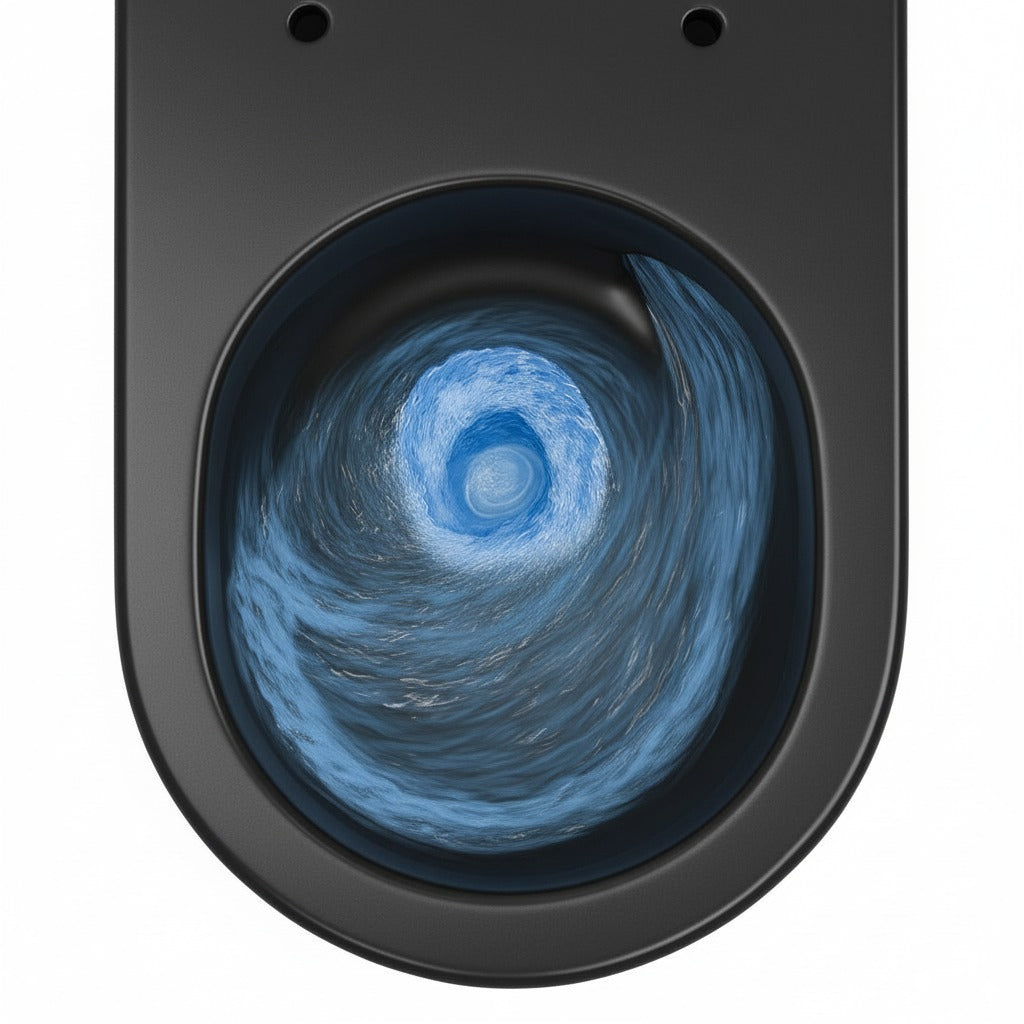 Soho Whirlflush Hänge Wand WC Spülrandlos Toilette Schwarz Matt mit WC-Sitz